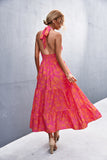 Women Exotic Dresses Sexy Backless Lace up Printed Dress