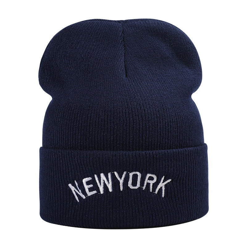 Yankee  Winter Hat Embroidery Men and Women Autumn and Winter Warm Knitted Hat