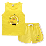 Children Pokemon Pikachu Tshirts & Shorts Casual Sports Sweat-Absorbent Suit Neutral