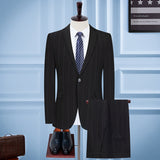 Seersucker Suit Men's Suit Set Striped Two-Piece Suit