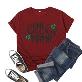 Boy Mama T Shirts Clover Lucky Mama Printed Short Sleeve T-shirt
