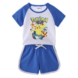 Children Pokemon Pikachu Tshirts & Shorts Short-Sleeved T-shirt Shorts Casual Sports Two-Piece Neutral