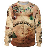 Black Christmas Sweater Christmas round Neck Sweater Casual Funny Santa Claus