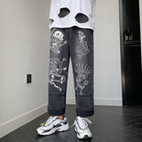 Anime Print Jeans Denim Pants for men Printed Loose Straight Casual Jeans