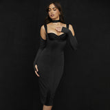 Music Festivals Rave Outfits Dress Autumn and Winter Stitching Sexy Slim Hip Women's Dress