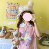 Gothic Lolita Harajuku Style Clothing Sleep Bear Print Cute Preppy Style T-shirt