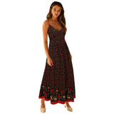 Beth Dutton Bohemian Dress Summer Spring Midi Dresses Summer Bohemian V-neck Skirt with Shoulder Straps Floral Dress