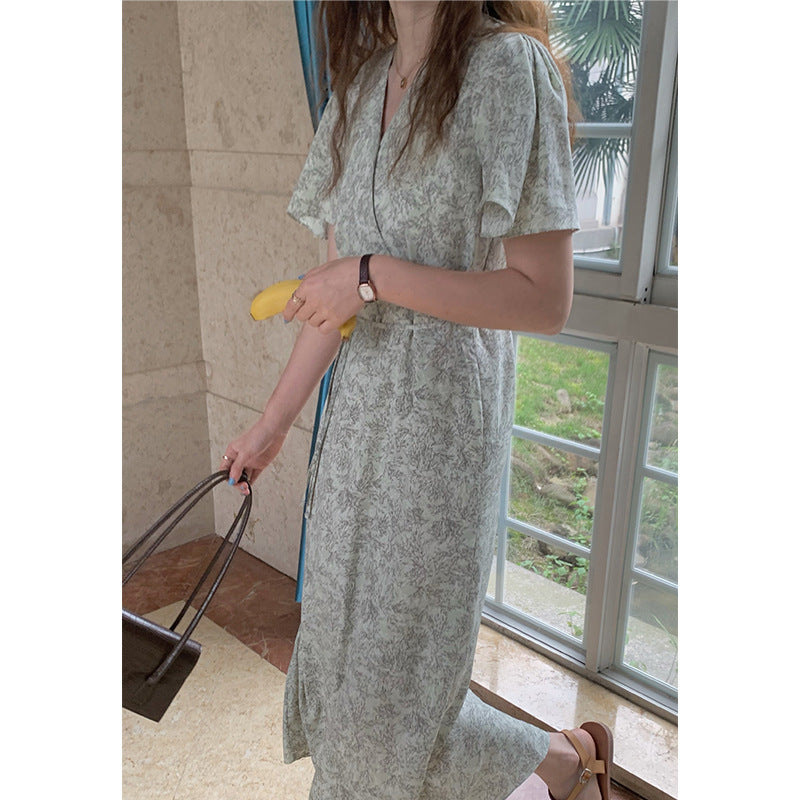 Fairy Dress Summer Lace-up Slimming Dress Elegant French Style Fairy Dress