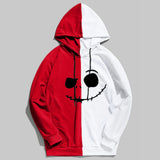 Smiley Face Hoodie Color Matching Stitching Casual Hoodie Jacket Stitching