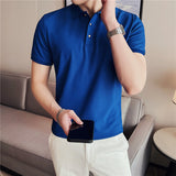 Men Short Sleeve T-Shirt Stretch Casual Polo Collar T-shirt