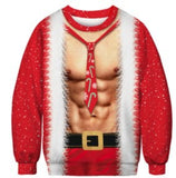 Black Christmas Sweater Christmas round Neck Sweater Casual Funny Santa Claus