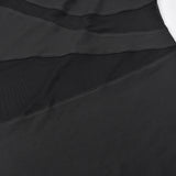 Kesha Black Dress Sexy Contrast Color Mesh One-Shoulder Dress for Women