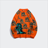 Dinosaur Sweaters Loose round Neck Sweater