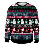 Black Christmas Sweater Christmas round Neck Sweater Casual Funny Santa Claus