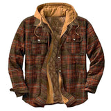 John Dutton Jacket Autumn and Winter Thickening Cotton Padded Coat Plaid Long Sleeve Loose Hooded Coat Jacket