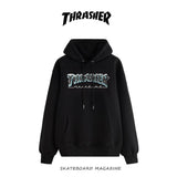 Thrasher Hoodie Autumn and Winter Flame Print Men's Women's Hoodie