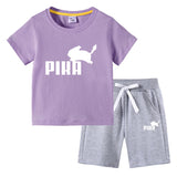 Children Pokemon Pikachu Tshirts & Shorts Cotton Short Sleeve Shorts Two Pieces Neutral