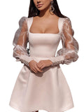 Semi Formal Dresses for Wedding Spring/Summer Sexy Long Sleeve Multi-Color Mid-Length Dress