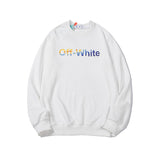 Off White Sweatshirts Long Sleeve round Neck Sweater Autumn and Winter Outer Space Astronauts Arrow Pattern Terry Sweater