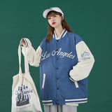 Dodgers Letter Man Jacket Outfit Senior Jackets Varsity Baseball College Coat Men's Sports Casual Embroidery Contrast Color Baseball Uniform