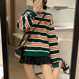 Diana Harvard Sweatshirt Vintage Stripe Sweatshirt Loose