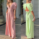 Women Bohemian Dress Summer Sexy V-neck Backless