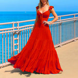 Women Bohemian Dress Summer Sexy Chest Wrap Backless Dress