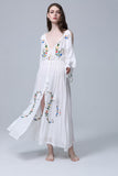 Women Dresses Embroidered V-neck Dress