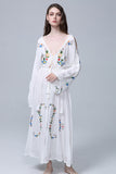 Women Dresses Embroidered V-neck Dress