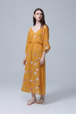 Women Dresses Summer V-neck Embroidered Flower Sexy Beach Dress