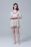 Women Dresses V-neck Embroidery Flower Dress