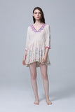 Women Dresses V-neck Embroidery Flower Dress