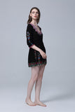 Women Dresses V-neck Embroidery Flower Dress