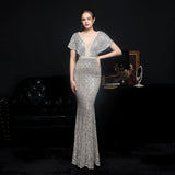 Sequin Evening Dress Elegant Evening Party Dress for Women Autumn