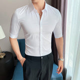 Men Shirts Casual Solid Color Business Shirt