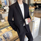 Double Brewed Seersucker Suit Leisure Suits for Men Loose Fashion