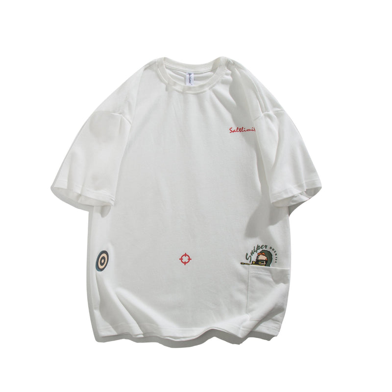 Men T Shirt Summer Casual Tops Men's Vintage Men's round Neck Short Sleeve Casual Loose Cartoon Printed T-shirt