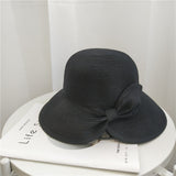 Straw Hat Washable Straw Hat Foldable Bow Fisherman Hat