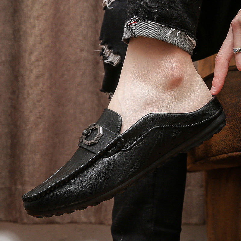 Loafers for Men Summer Men's Shoes Closed Toe Half Slippers Men