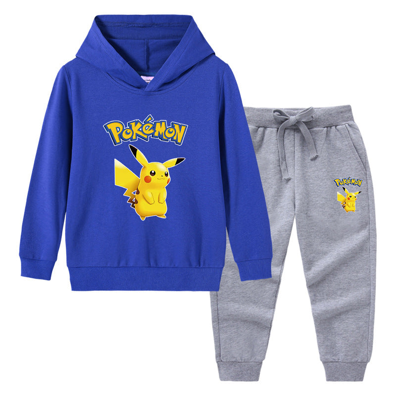 Children Pokemon Pikachu Hoodie & Pant Set Sweater Trousers Two-Piece Baby Cotton Suit