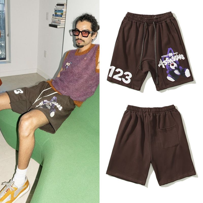 Rrr123 Shorts Graffiti Cartoon Print Looped Pile Shorts Patchwork Retro Sweatpants