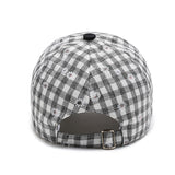 Vintage Check Baseball Cap Plaid Embroidery Little Daisy
