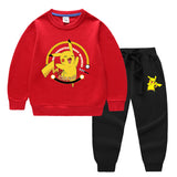 Children Pokemon Pikachu Hoodie & Pant Set Two-Piece Cotton Sweater Set