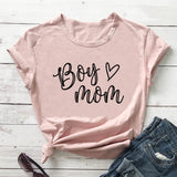 Boy Mama Hoodie Mother's Day Boy Mom Letter Heart Printing round Neck T-shirt