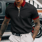 Polo Shirts Solid Color Polo Zipper Men's Polo Shirt T-shirt