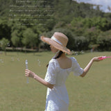 Kentucky Derby Hats Chain Strap Straw Hat Female Summer Frayed Raffia Hat