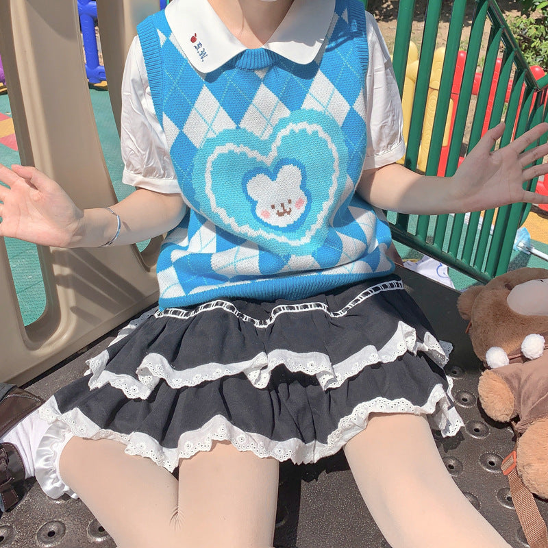 Gothic Lolita Harajuku Style Clothing Autumn and Winter Love Little Bunny Sweater Vest