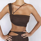 Women Top & Skirt 2 Piece Set Summer Vest Slim Fit Sexy Cutout Skirt Suit
