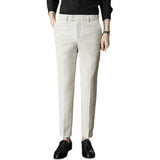 Men Trousers Slim-Fitting Ankle Length Trousers Stretch Elastic Waist Men's Trousers