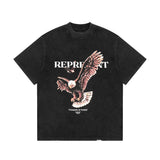 Present T Shirt Eagle Print Distressed Summer round Neck T-shirt